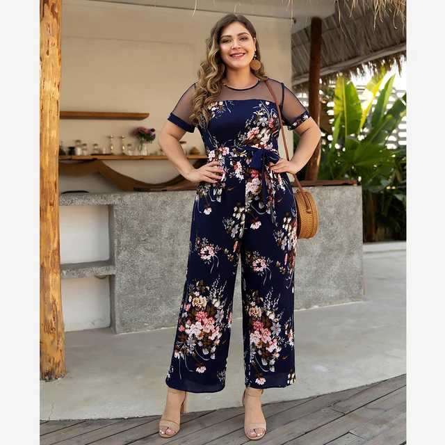 Wide Pants Mesh Playsuits Romper Tie 