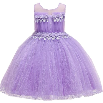 

Elegant Lace Flower Weddings Girl Dresses Kids Clothes Princess Evening Party Dress for Girls Costume Dresses 8 10 Years L5132