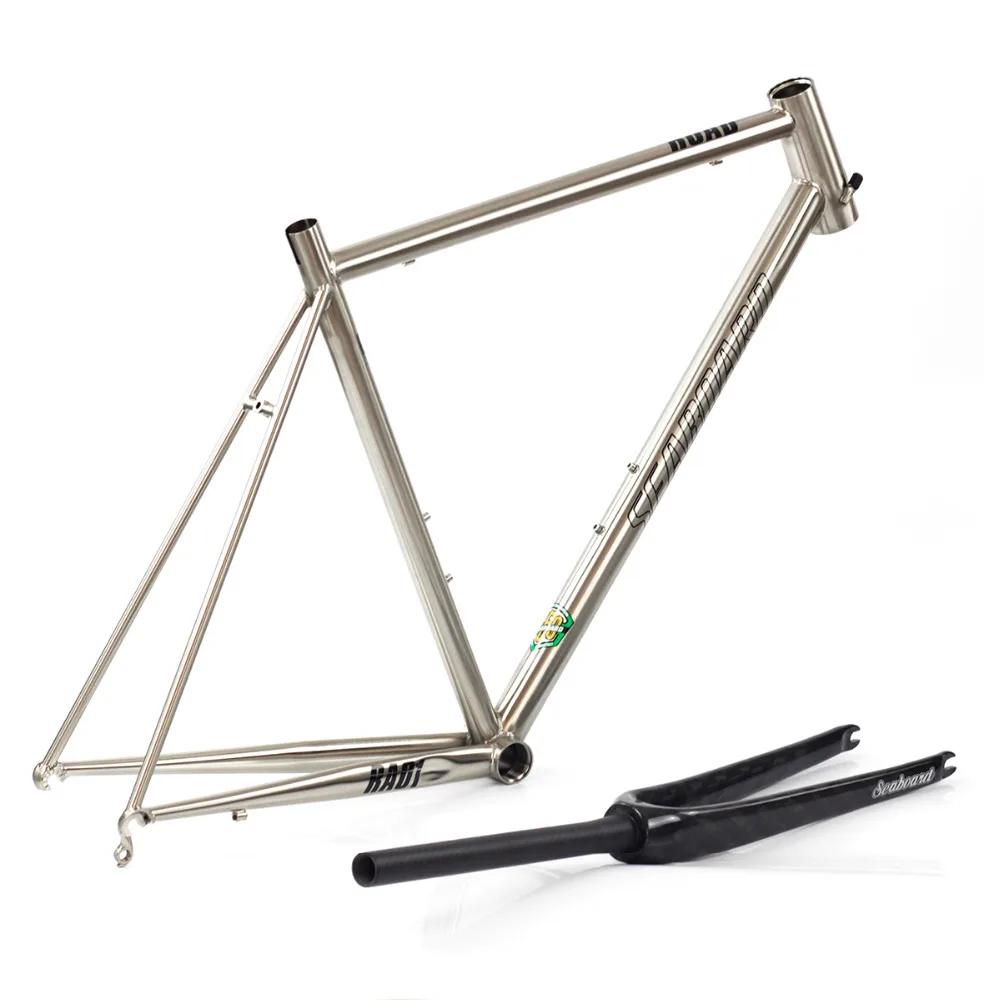  CR-MO Steel Road Bike Frame Carbon Fork 700C Classic Chrome Frameset Tapered Brush Silver 4130 Heat