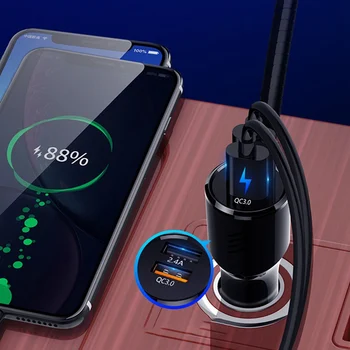 

For Car Wireless Bluetooth FM Transmitter Phone Handsfree MP3 Music Player Color Screen With Dual USB QC3.0 Quick Charge