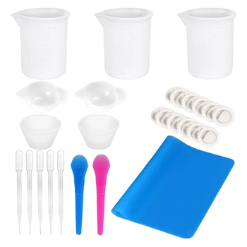 

Mixing Cups Tools Kit Graduated Silicone Measuring Cups Dropper Mixing Stick for DIY Crafts Jewelry Making Handwork