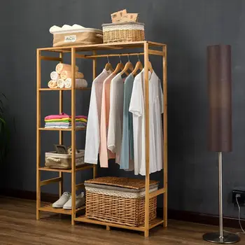 

Nature Wardrobe bamboo Multifunction Storage Rack Orgnizer Large Capacity Clothing Hanger Coat Home Furniture