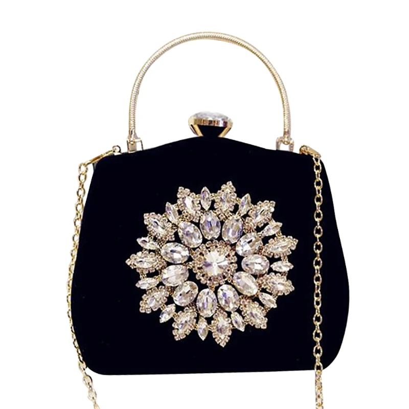 

Diamond Sun Fowers Evening Bags Wedding Clutch Bags for Girls Party Dinner Bags with Chain