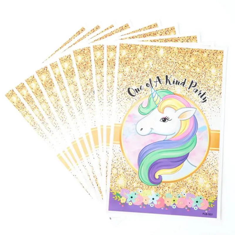 Unicorn 10 шт./лот с темой С Днем Рождения вечерние Подарочный пакет вечерние украшения Пластик конфетная сумка там мешок с подарками для малышей праздничные вечерние поставки - Цвет: Unicorn