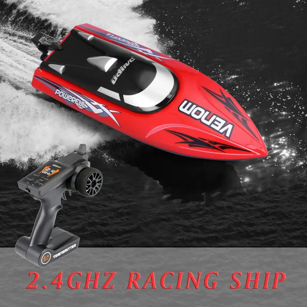 

RC Boat High Speed Wireless RC Boat With Alarm Rechargeable Speedboat Flip Recovery And Reverse Boat Model Rowing Toy Gift