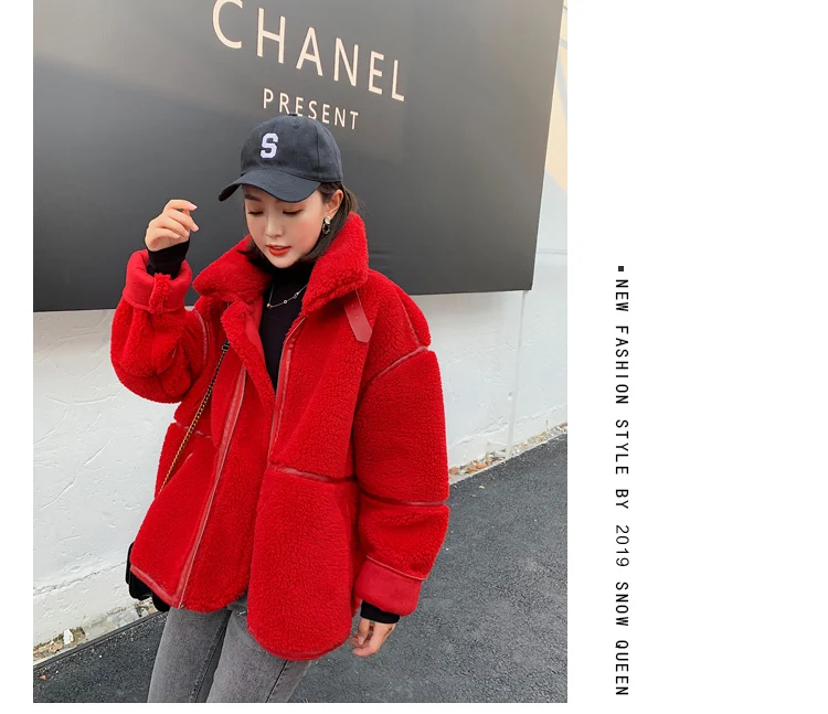 Winter Short Jacket Women's New Style Fashion Korean-style Loose-Fit ke li rong Lambs Wool Thick Fur Sheep Shearing
