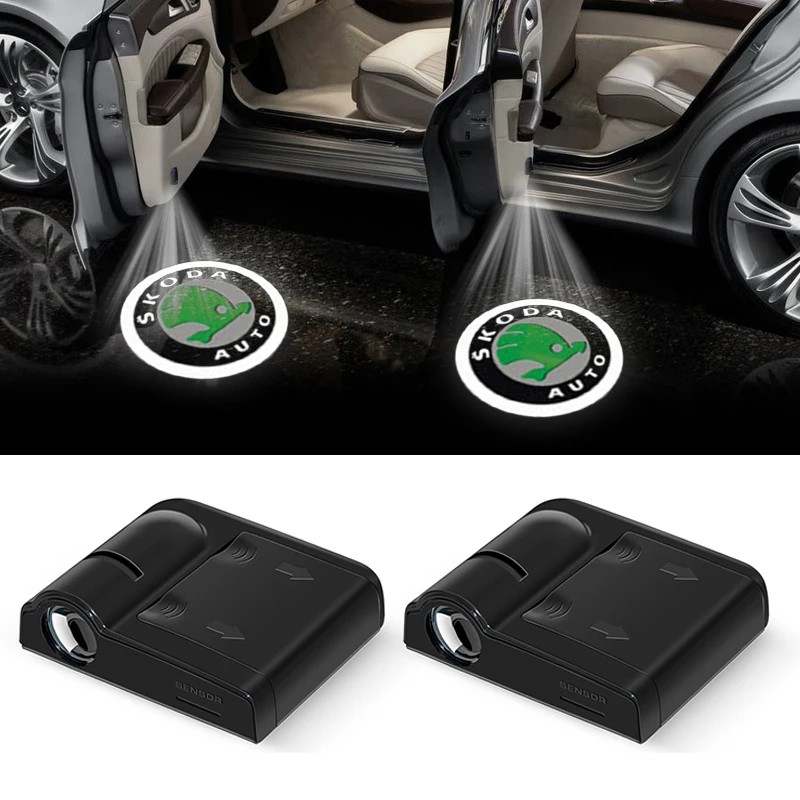

2 Pieces Car Door LED Welcome Badge Light Auto Projection Logo Lamp Car Accessories Gadget for Skodas Octavia A5 A7 Fabia Superb