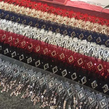 

1 Meter 5'' width Sequins Tassels embroidered lace trims DIY stage clothing Costume curtains wedding decorative accessories DIY