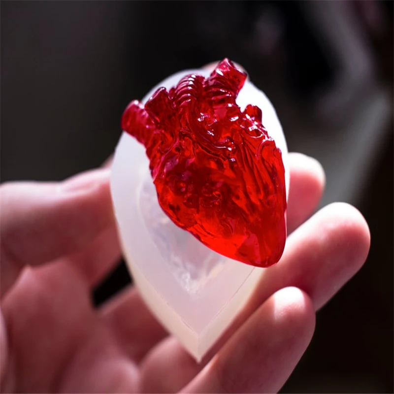 Heart Pendant Anatomical Heart Resin Heart Resin Jewelry Blue Heart Silver Heart Anatomical Heart Cameo Pendant Frosty Heart