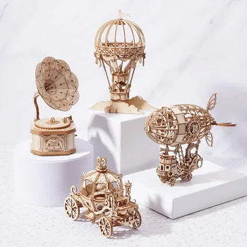 

3D DIY Balloon gramophone Creative Toys wooden decoration Assembly Model Blocks Bricks Toy for Children Adult Birthday Gifts