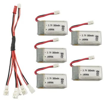 

5PCS 3.7V 300mAh lithium battery with conversion cable for HS210 E010 H36 GoolRC T36 NIHUI NH010 F36