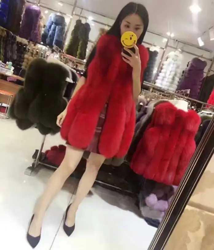 Red Womens New Autumn And Winter Faux Fur Vest Plus Size Slim Fit Fake Fur Waistcoats Female Fashion Long Artificial Fur Vests D538 - Цвет: Red