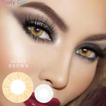 

2Pcs/1Pair Natural Beautiful Pupil Eye Colored Contact Lenses With Myopia Degree Lee Bible Series Soft Lens Sexy Eye Wear
