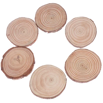 

6pcs 8-9cm Unfinished Natural Cut Long Round Plate Wooden Chips Discs Crafts Painting Decoration Slices Circles Ornament Gifts