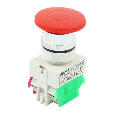 

660V 10A DPST Momentary Action Red Mushroom Head Push Button Switch