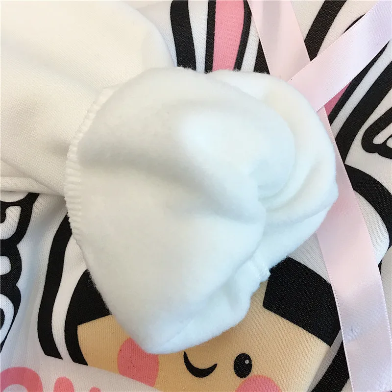 Kawaii толстовки для девочек кролик длинное ухо Sudadera мультфильм печати Толстовка для женщин зима плюс бархат Теплый пуловер топ размера плюс 2XL