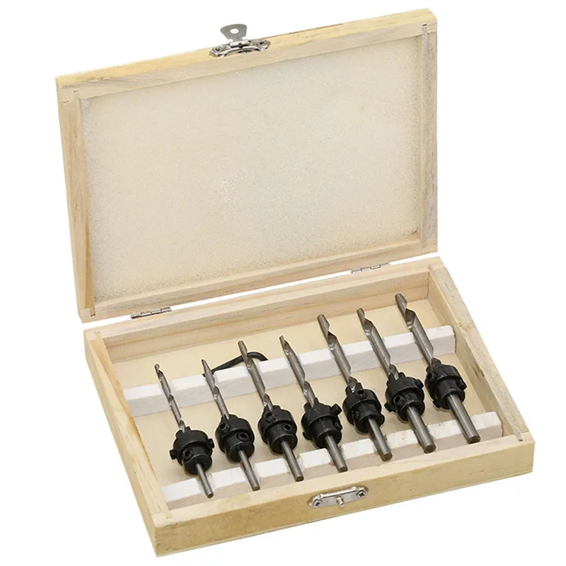 

7Pcs Countersink Drill Woodworking Drill Bit Set Drilling Pilot Holes For Screw Sizes 3-6mm
