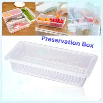 

Multifunction Kitchen Refrigerator Crisper Drain Box Vegetables Fruit Food Sealed Storage Keep Fresh Container Preservation Box