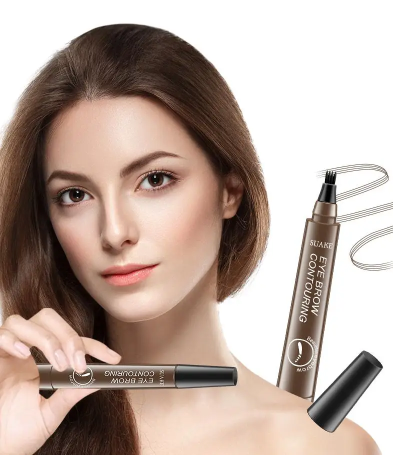 Waterproof Natural Eyebrow Pen Four-claw Eye Brow Tint Makeup three Colors Eyebrow Pencil Brown Black Grey Brush Cosmetics