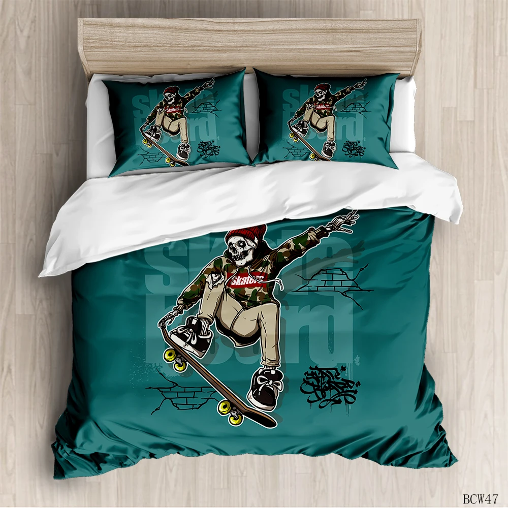 

Colored Skull luxury duvet room bedding set luxury duvet cover set Bedding Set Printed Duvet Cover Set Bed Set Twin Full
