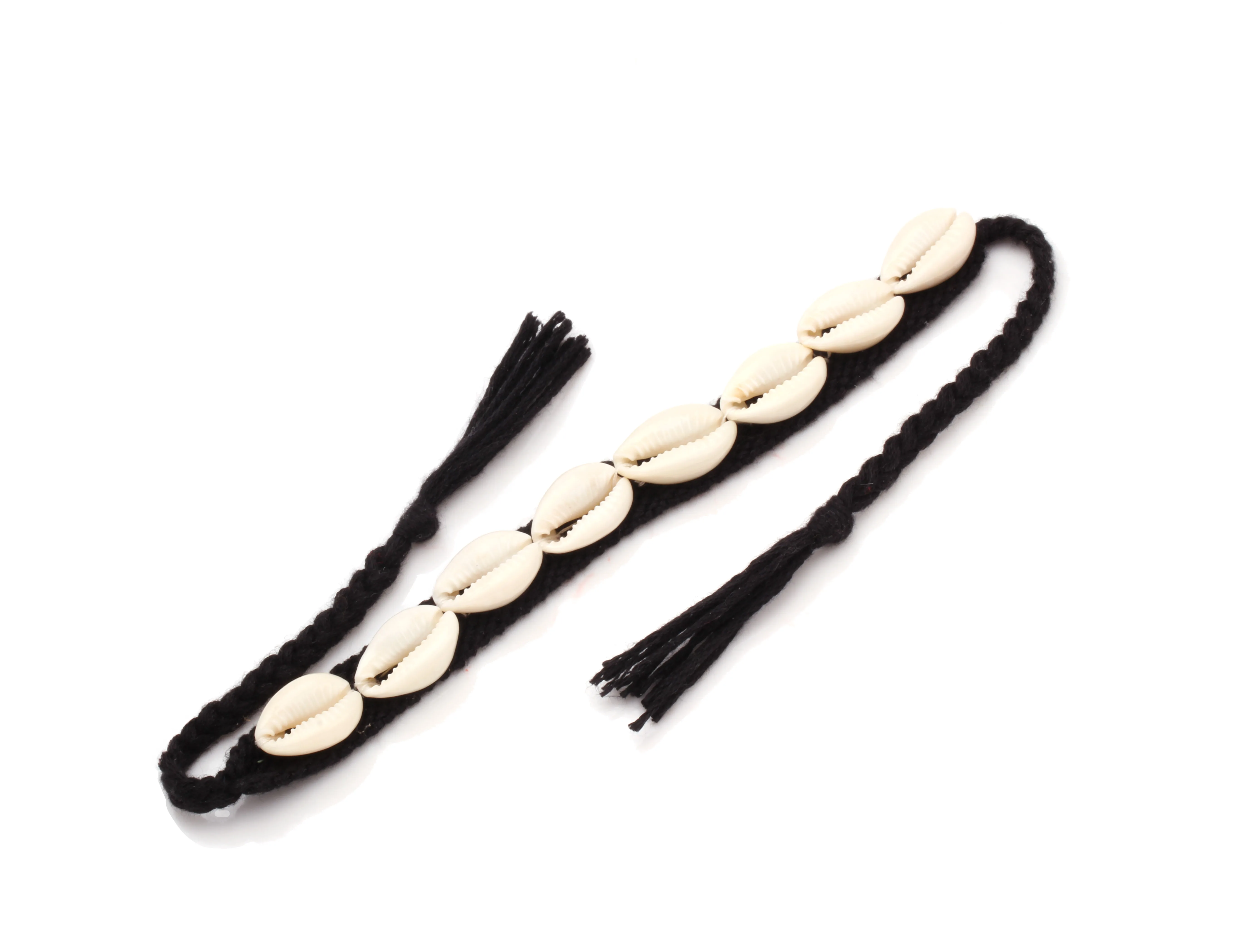 Черные Каури ракушки черные плоские плетеные браслеты дружбы для женщин и мужчин Новая мода ракушки вышивка нить пляжные ювелирные изделия