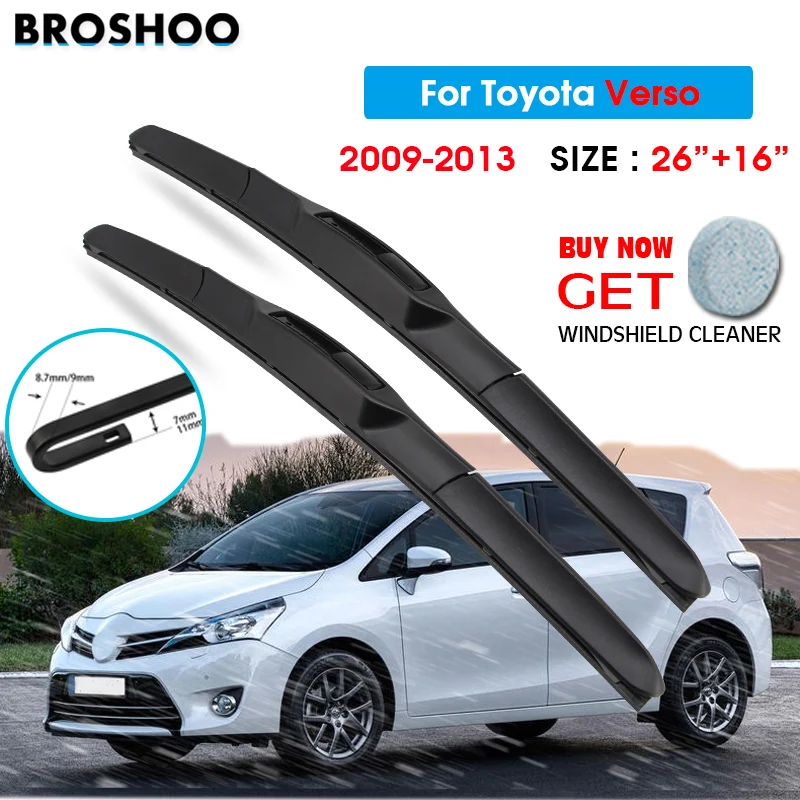 

Щетка стеклоочистителя для Toyota Verso 26 дюймов + 16 дюймов 2009-2013, автомобильное лобовое стекло, стеклоочистители, щетки для мытья окон, подходят д...