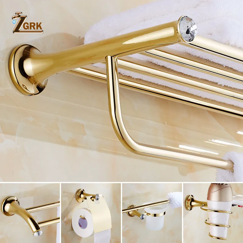 Zgrk Luxury Crystal Bathroom Accessories Set Gold Bath Hardware Towel Rack Paper Holder Toliet Brush Holder Cloths Hook Soap Box Zgrk Luxury Crystal Bathroom Accessories Set Gold Bath Hardware Towel Rack Paper Holder Toliet Brush Holder Cloths Hook Soap Box