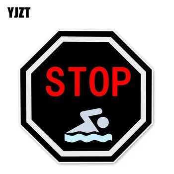 

YJZT 12*12CM Warning Sign STOP Swimming Car Stickers Accessories C30-0229