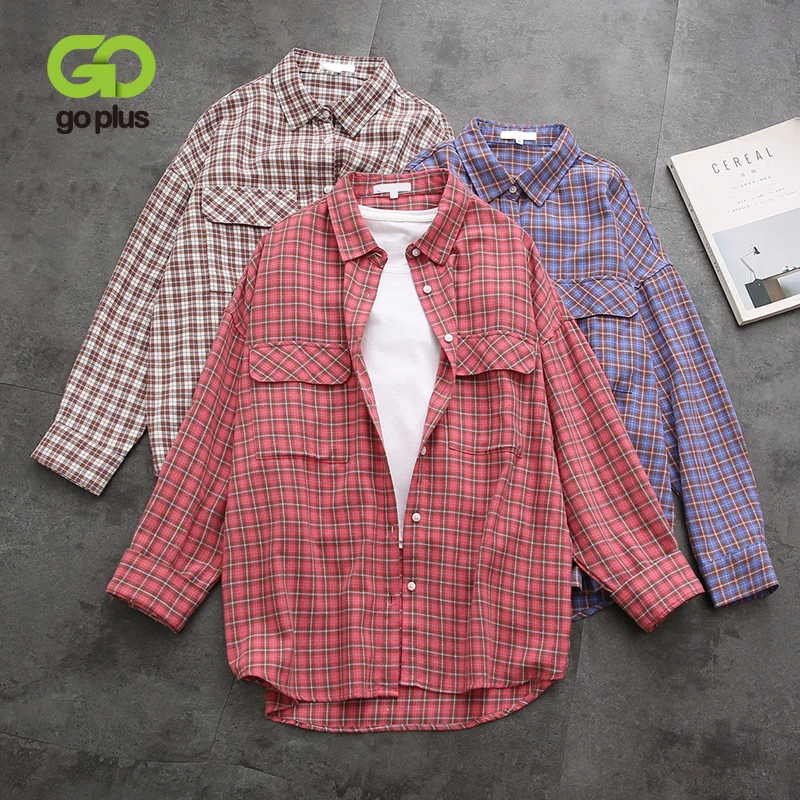 

GOPLUS New Women's Shirt Plus Size Womens Tops and Blouses Vintage Plaid Blouse Clothing Camisas Mujer Haut Femme Bluzki Damskie