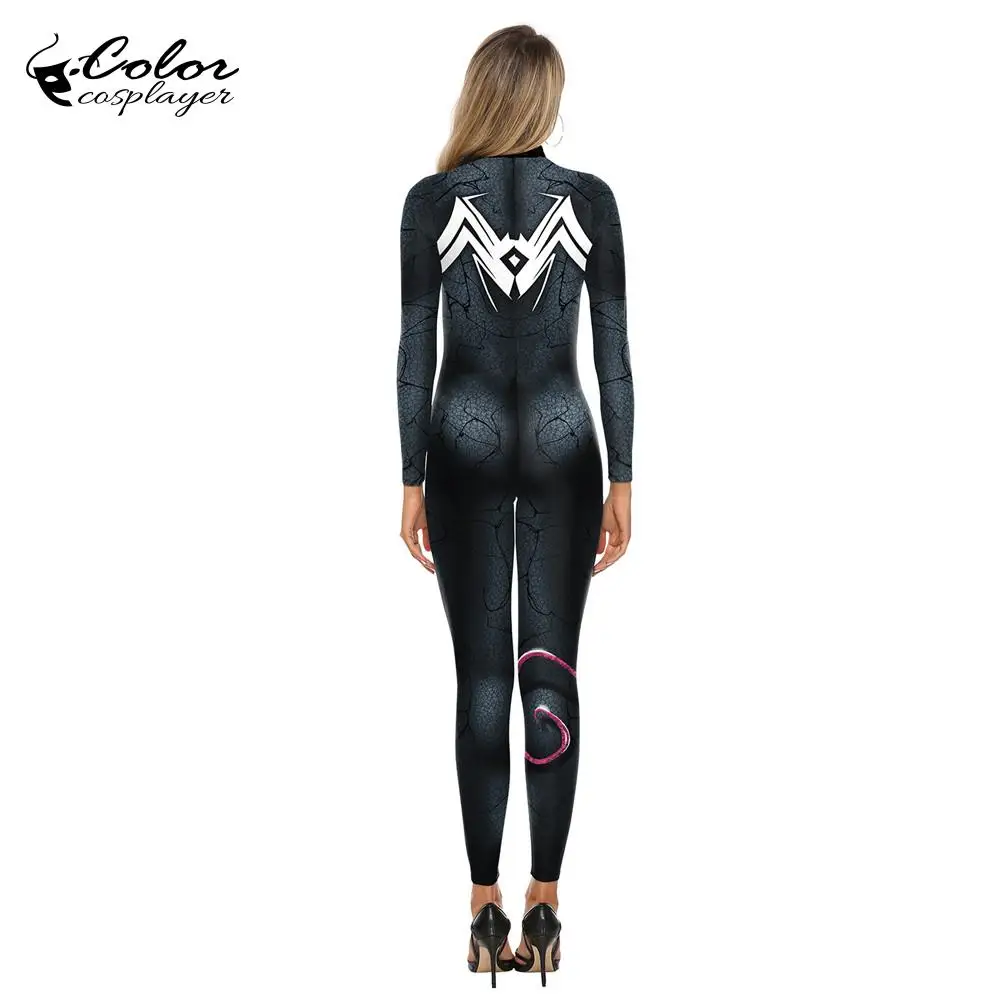 Color Cosplayer Super Hero Venom Cosplay Costume Women Men Spiderman Tight Purim Carnival Cosplay Clothing Long Sleeve Plus Size