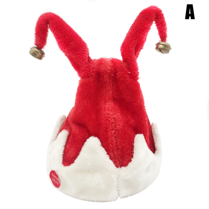 Electric Santa Hat Music Swing Cartoon Red Plush Hat Christmas Party Cap VJ-Drop