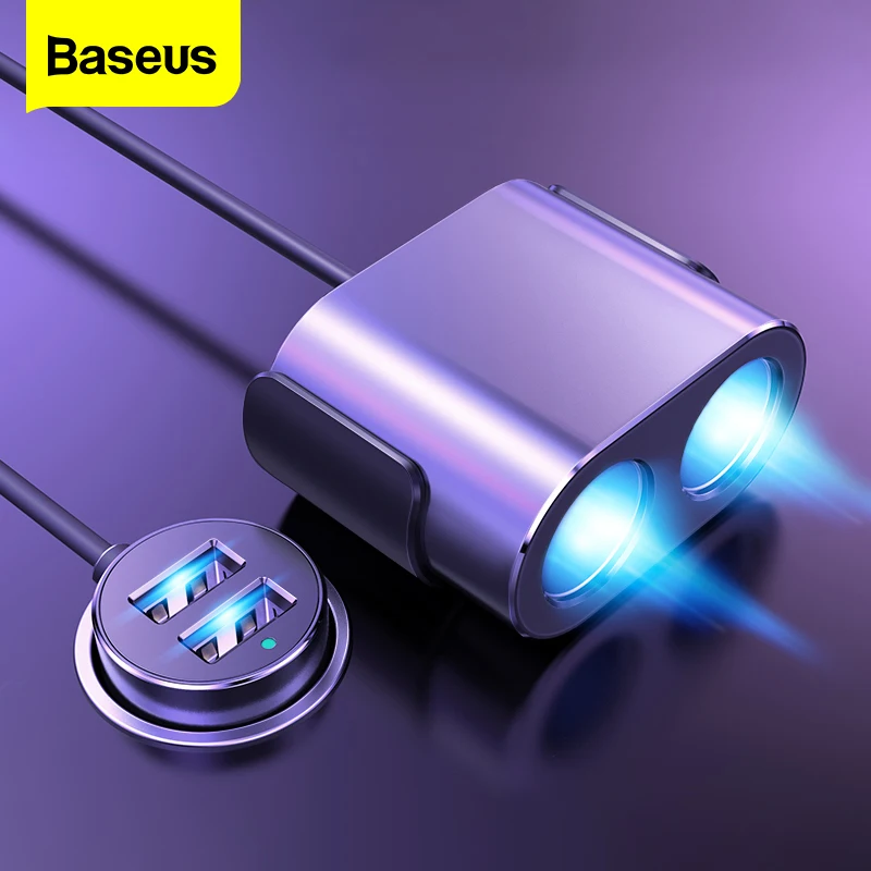 Baseus-자동차 시가 라이터 소켓 분배기 충전기, 듀얼 USB 100W 빠른 충..
