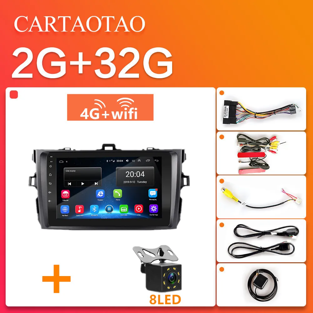 2 din Android 8.1GO для Toyota Corolla E140/150 2006-2013 автомобильный навигационный видео мультимедийный плеер Автомобильный Радио 2.5HD 4G wifi SIM - Цвет: 2G-8LED (4G-SIM)