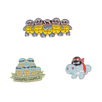 

12pcs Anime pokemon Squirtle squad enamel Brooch Backpack badge clothes hat collar patch Pins and brooches cosplay gift jewelry