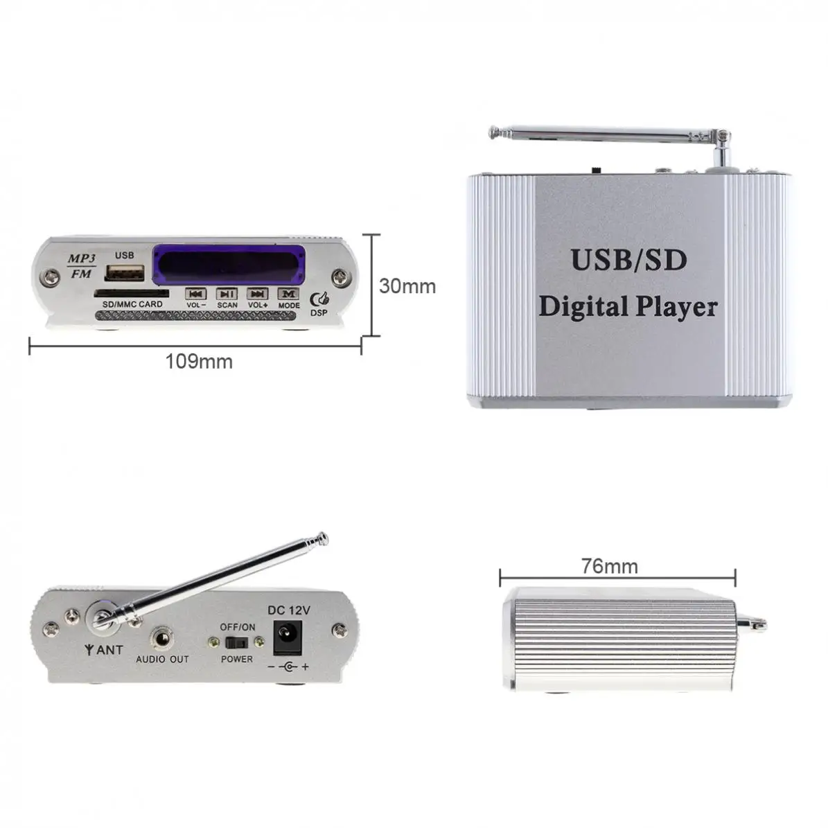 Power Amplifier Digital Audio Music Player Remote Control Support FM MP3 SD USB DVD amplifier board For Car Motorcycle Home