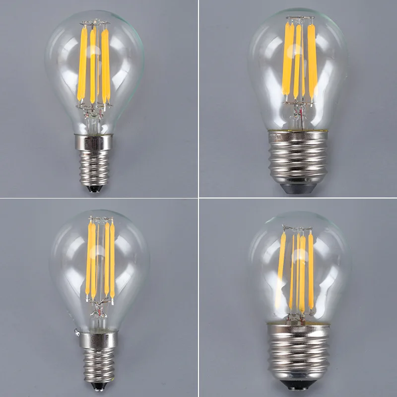레트로 LED 전구, 조도 조절식 베이스 램프, 따뜻한 백색 차가운 백색 필라멘트 조명, AC 220V, G45 에디슨 전구, 4W, 8W, 12W, 16W, E14, E27, 10 개/로트