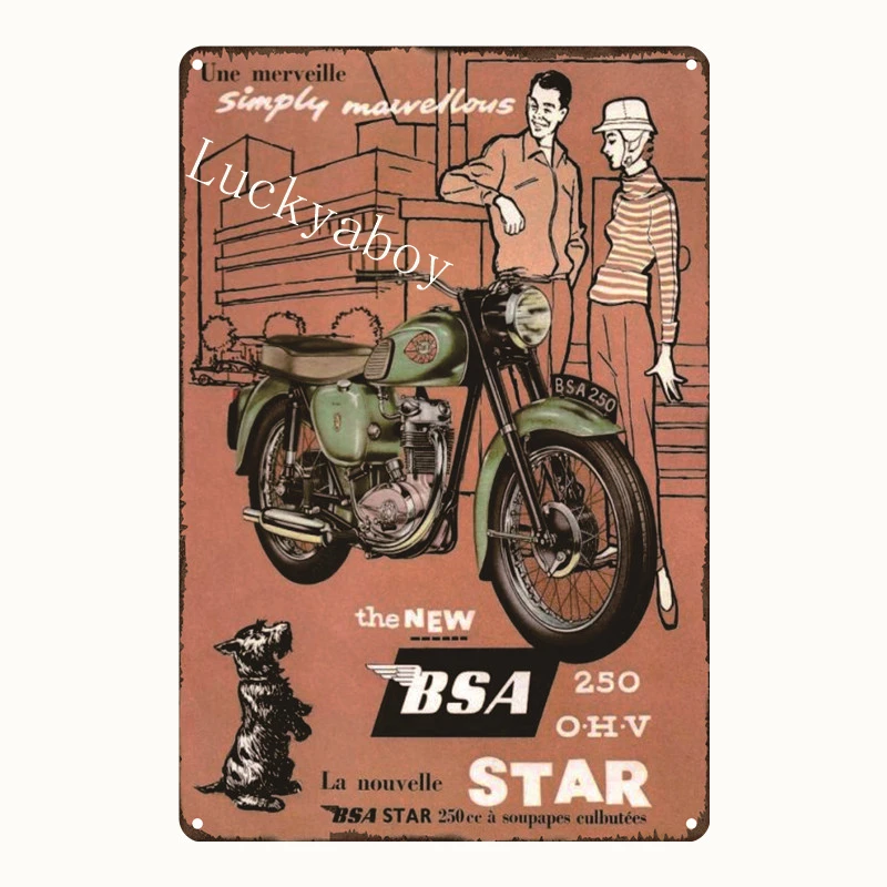 [Luckyaboy] Ретро Мотоцикл металлические жестяные знаки плакат Винтаж паб для дома для отеля для бара клуб кафе магазин Декор AL020