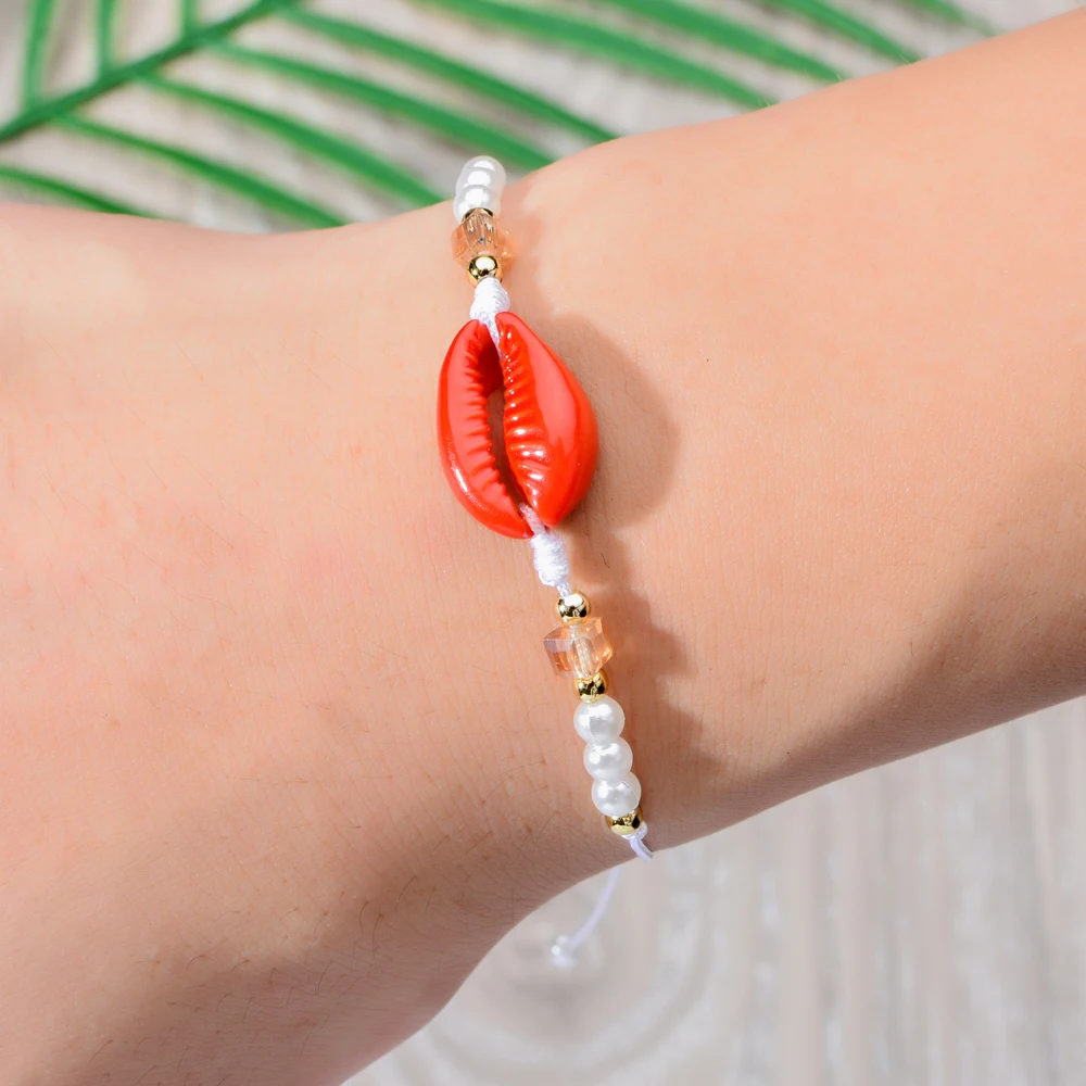 Boho 12 шт./компл. мульти оболочки подвески Браслеты для Для женщин ребенка регулируемый Rope Chain, украшенные кристаллами и жемчугом браслет из бисера браслет ювелирные изделия
