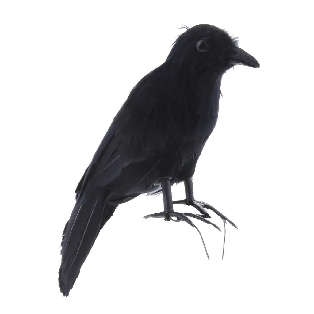 

Halloween Black Crow Realistic Feather Crow Artificial Bird Raven Prop Art and Crafts For Halloween Party Decoration