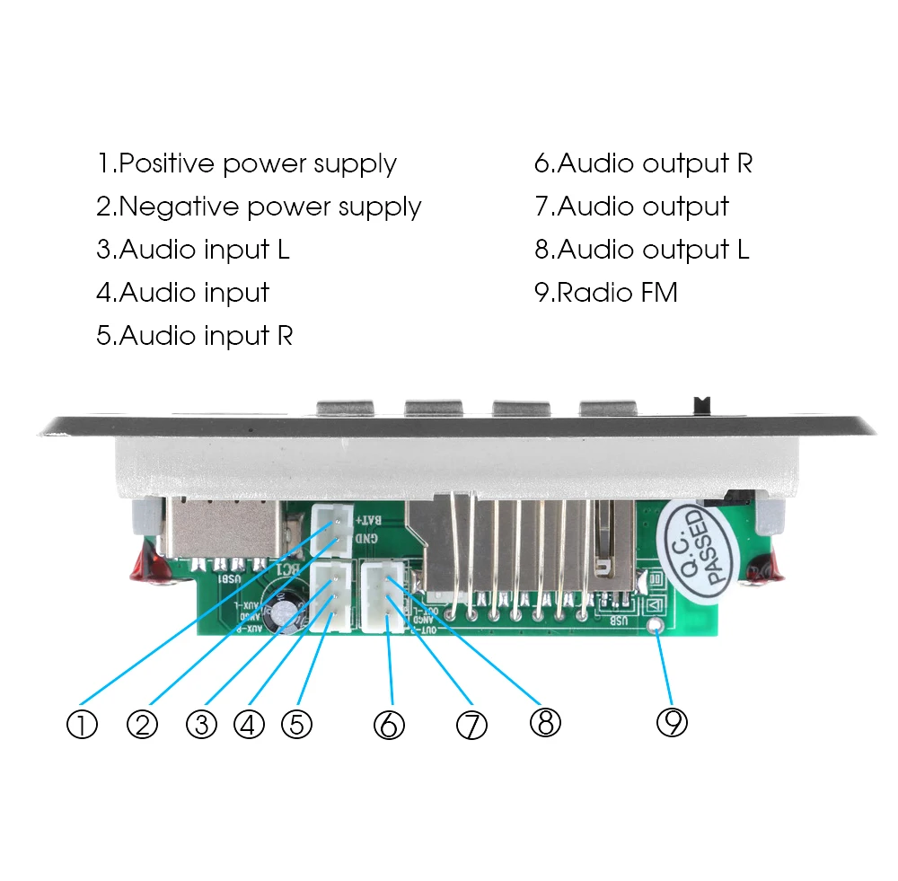 kebidu 3.5mm USB AUX Bluetooth V5.0 Receiver MP3 Player 5V 12V Mp3 Decoder Board Wireless Car FM Radio Module 1 Din Car Speaker