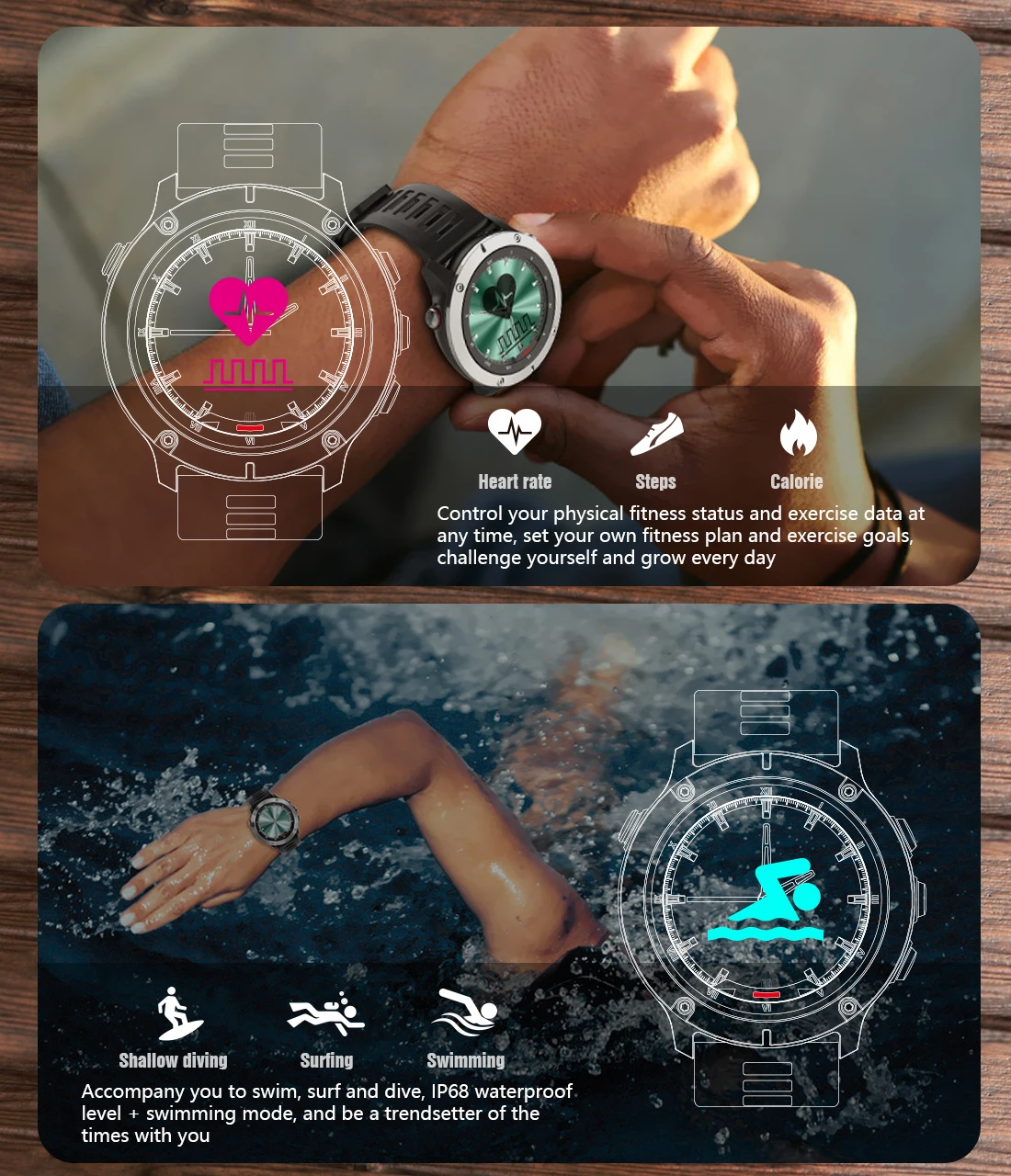 Dual Time Hybrid Smart Watch Men 2022 Digital Screen Remind Call Herat Rate Tracker Stainless Steel Fitness Smartwatch