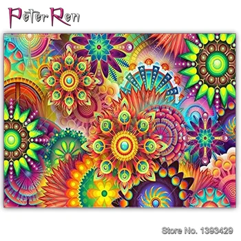 

Diamond Embroidery Picture Of Rhinestone Full Square Mosaic Painting round Crystal Cross stitch kit Psychedelic Colourful Floral