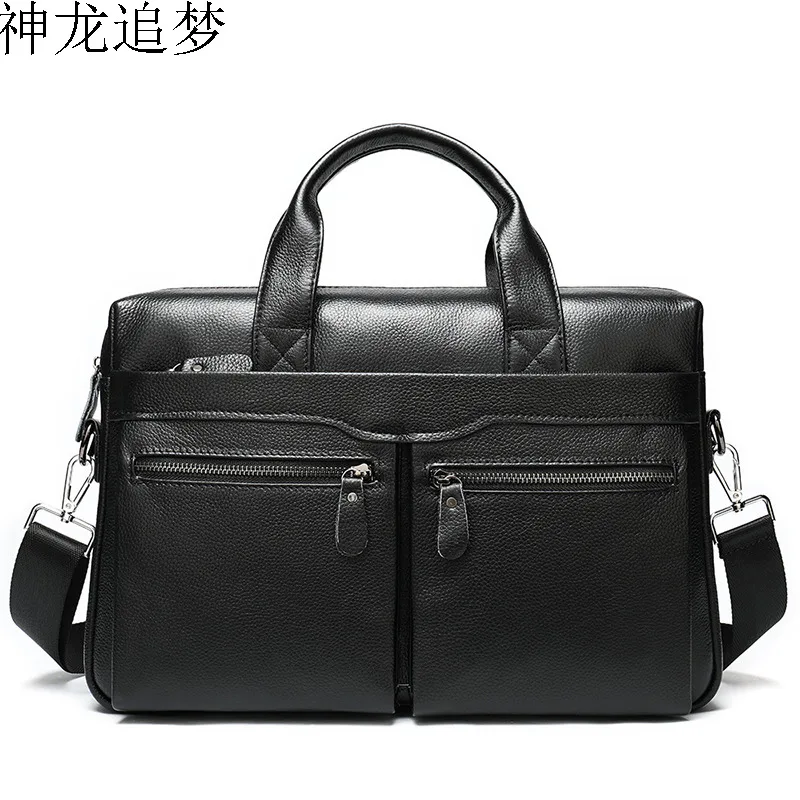 

Genuine leather men's shoulder bag men's handbag computer briefcase bag header leather cowhide business bag messenger bag
