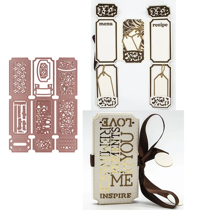 

New Design Connectable Label Booklet Fun Handicraft Metal Cutting Dies For New DIY Scrapbooking Album Cards Embossing Die Cuts