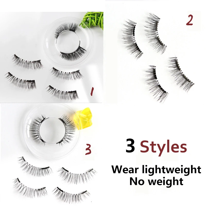 3 Styles Quantum Soft Magnets Magnetic False Eyelashes Easy to Wear Magnetic Lashes No Glue Need Eyelashes With Eyelash Curler