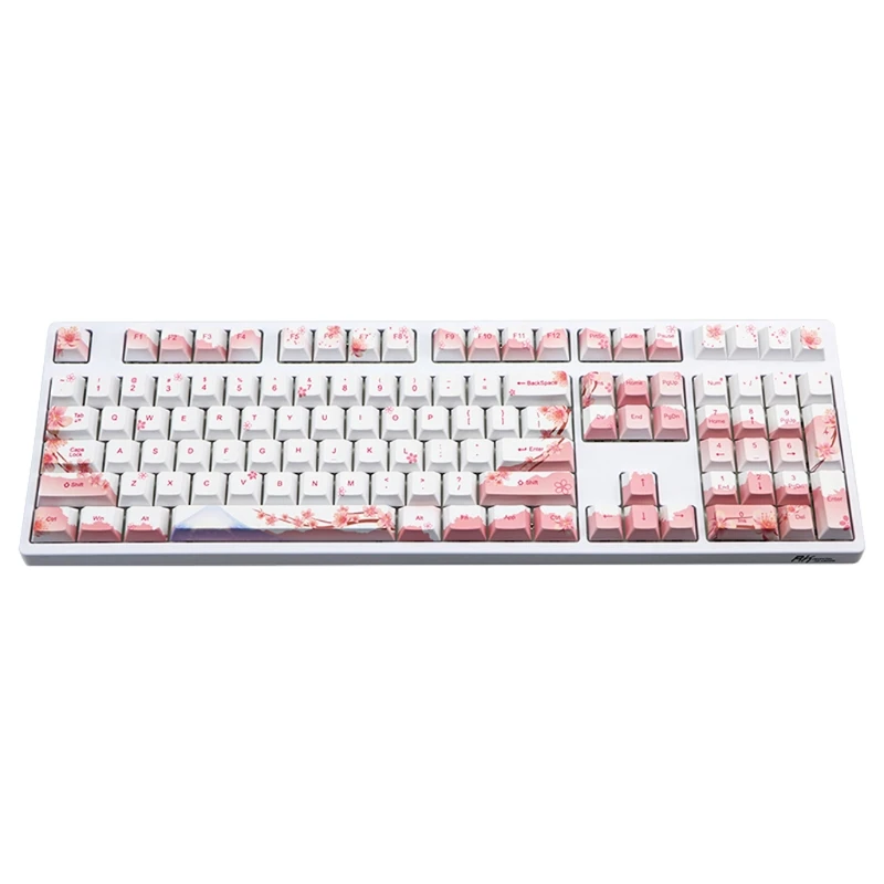 

110 128 Keys Cherry Profile PBT Keycaps Full Set Mechanical Keyboard Keycaps PBT Dye-Sublimation Cherry Blossom Keycaps For GH60