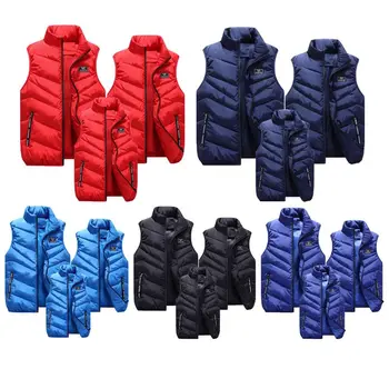 

Women Men Child Winter Waistcoat Warm Windproof Sleeveless Parent-Child Vest Family Matching Clothes Outfits Boy Girl Clothes