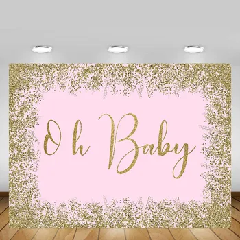 

Mehofond Pink Baby Shower Backdrop Gold Sands Baby Birthday Party Portrait Photography Background Decor Photo Studio Photocal