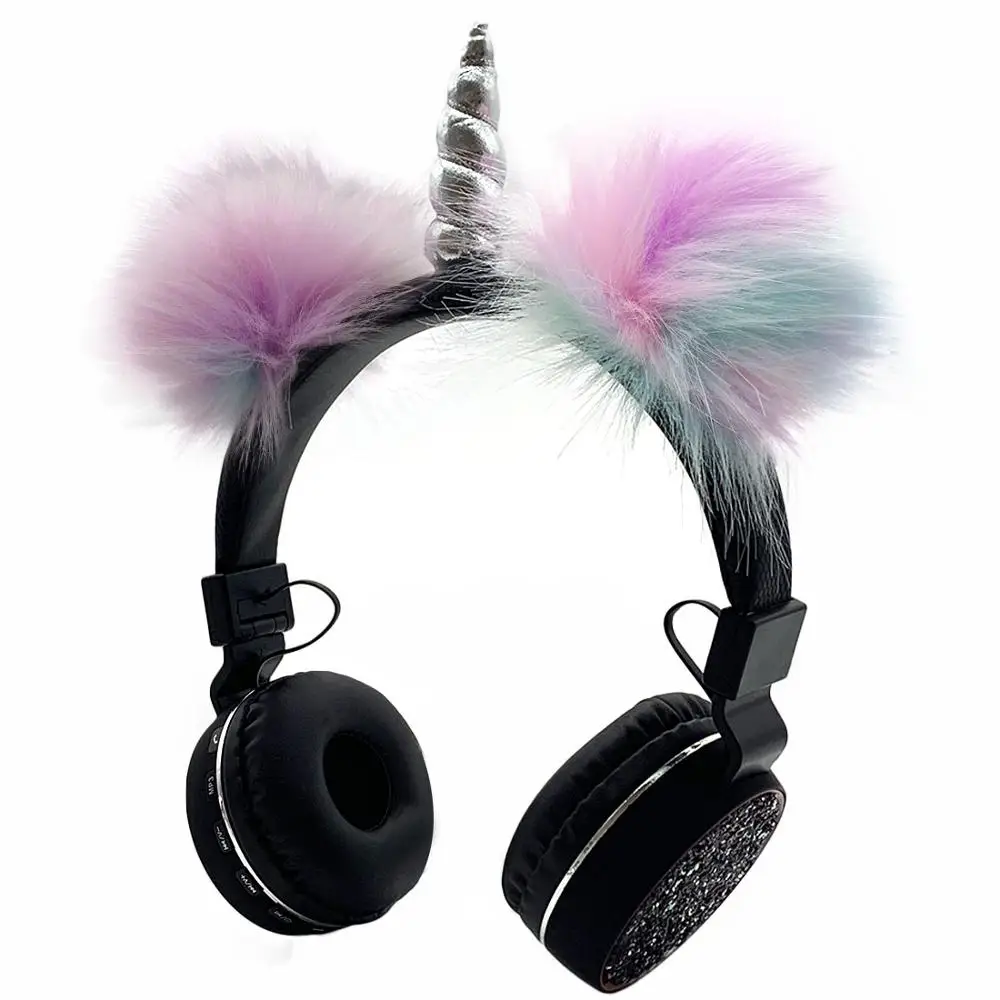 JINSERTA Unicorns Bluetooth Kids Headphones Stereo Handsfree Earphone Support FM Radio Handsfree TF Card AUX Birthday Gifts