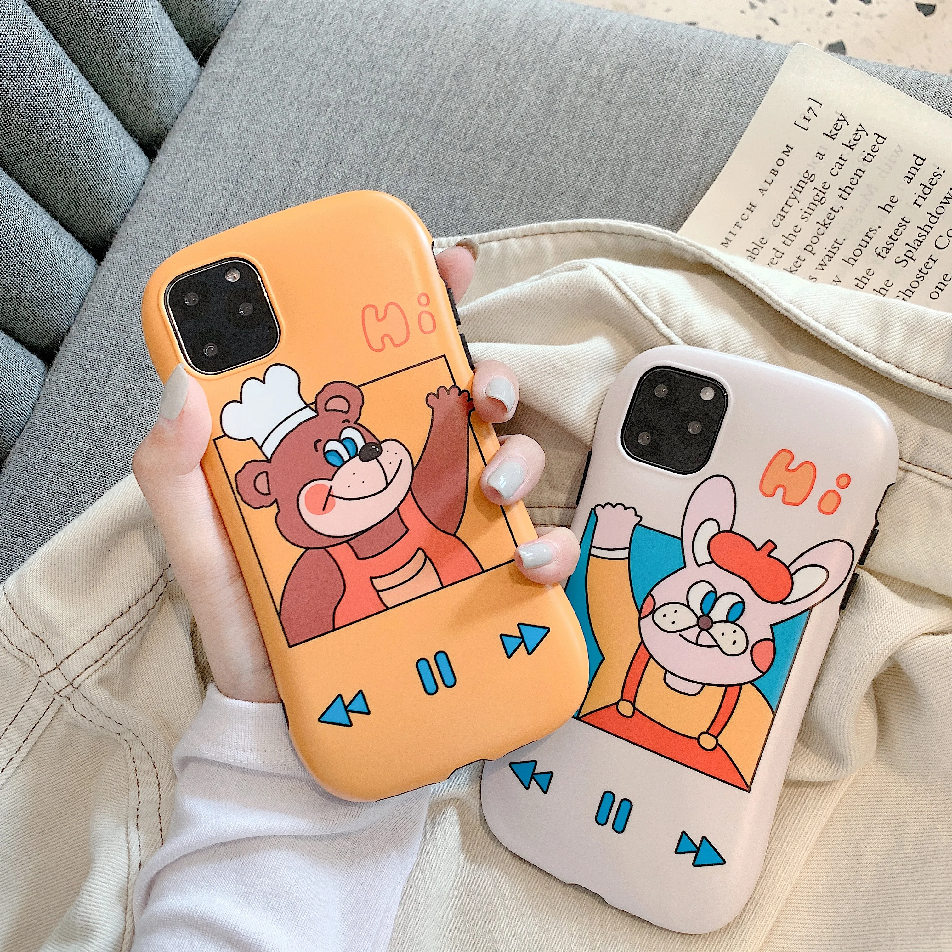 ORYKSZ Bear Rabbit Glossy Phone Case For iphone 11 Pro Max iPhone XS X XR 6 S 7 8 Plus Soft Silicone Cover |